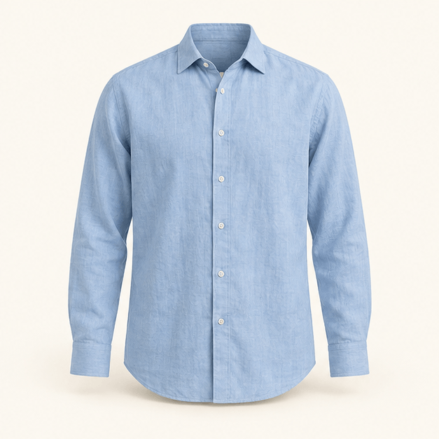 Seabreeze Linen Shirt in Sky Blue, front view